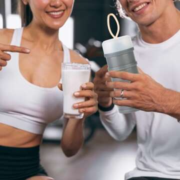 Ysglory 3 Packs Protein Powder Storage Container 4 Stackable Formula Dispenser Portable Protein Powder Travel Container Milk Powder Container to Go for Workout, Fitness, Travel (Gray,White,Blue)