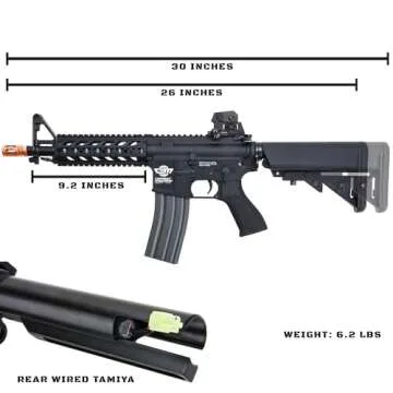 g&g airsoft combat machine m4 raider high-performance full metal gearbox aeg rifle w/ integrated ras and crane stock(Airsoft Gun)