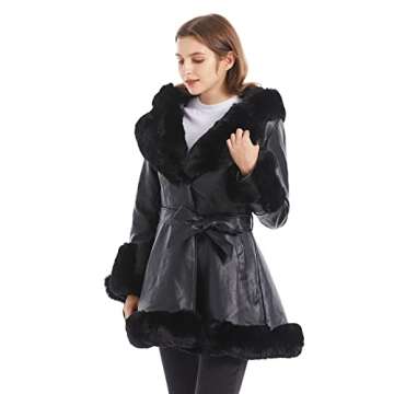 GRAN ORIENTE Faux Leather Jacket with Faux Fur Collar for Women - Elegant Winter Outerwear