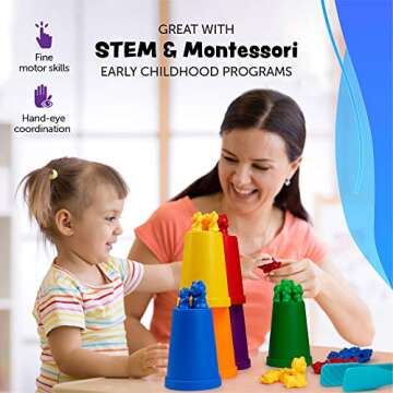 BleuZoo Rainbow Counting Bears 101-Piece Educational Set