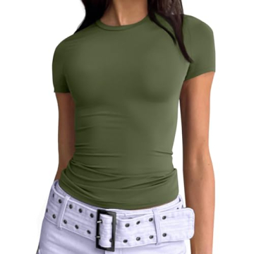 Trendy Queen Women’s Basic T-Shirts Scoop Neck Short Sleeve Crop Tops – Stylish Summer Tees