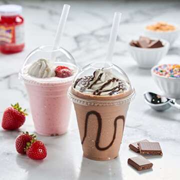 GUSTO [12 oz. - 100 Count Clear Plastic Cups With Dome Lids - Perfect for Smoothies, Milkshakes, and To-Go Beverages (Formerly Comfy Package)