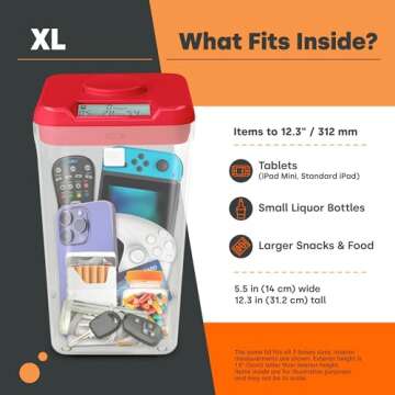 kSafe Time Locking Container, Break Bad Habits - Quit Smoking, Snacking, Drinking & Gaming Addiction, Phone Jail, Medication Lock Box, Family Time (XL, White Lid + 12.3” Clear Base)