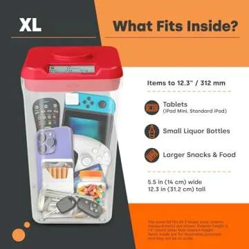 kSafe Time Locking Container, Break Bad Habits - Quit Smoking, Snacking, Drinking & Gaming Addiction, Phone Jail, Medication Lock Box, Family Time (XL, White Lid + 12.3” Clear Base)