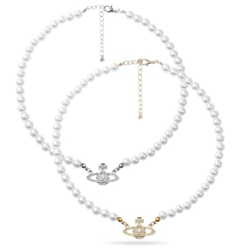 Elegant 2PCS Saturn Pearl Necklace Set - Stunning Jewelry for All Occasions