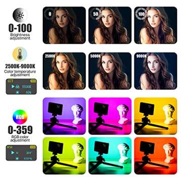 VIJIM VL120 RGB Video Light, Portable LED Camera Light Panel 0-360 Full Color, CRI 95+ 2500-9000K LE...