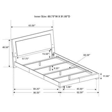 Coaster Home Furnishings Felicity Contemporary Leatherette Upholstered Queen Size LED Panel Bed Frame 49-inch Headboard White High Gloss 203500Q