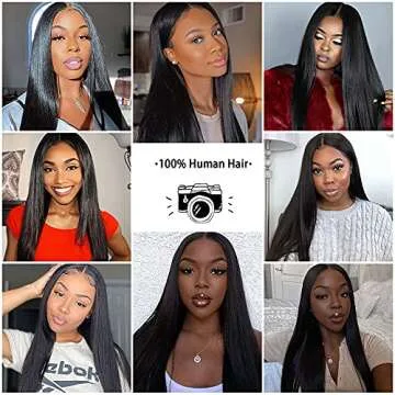 CanaryFly U Part Wigs Human Hair Wigs for Black Women Brazilian Straight Human Hair Wigs None lace front wigs Glueless Natural Color U-part wigs Hair Extension Clip(24inch, U-Part wig)