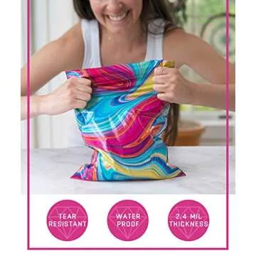 Madeful Biodegradable Poly Mailers - 10x13 (75 Pack) Shipping Bags for Clothing - Eco Friendly Packaging - Cute Poly Mailer Envelopes for Small Business - Pink Psychedelic Swirl