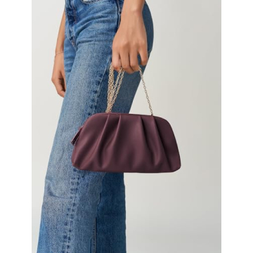 SWEETV Dressy Vegan Leather Clutch Purse for Women Formal, Soft Pleated PU Evening Clutch for Weddings, Proms, Cocktail-Gemma