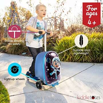 KIDDIETOTES Lightweight Rideable Kids Luggage with Scooter