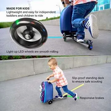 KIDDIETOTES Lightweight Rideable Kids Luggage with Scooter