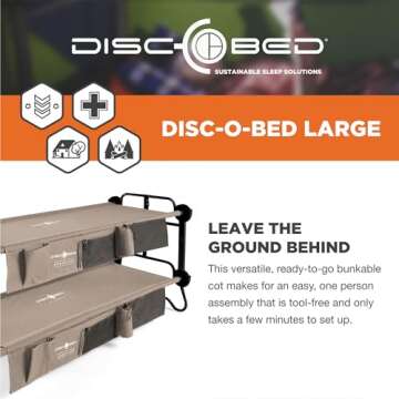 Disc-O-Bed Portable Cam-O-Bunk Bed Large - Comfortable Sleeping Solution for Adults