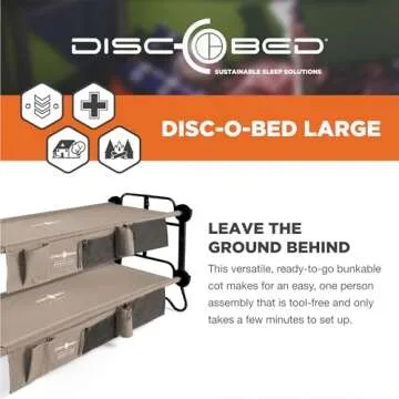 Disc-O-Bed Portable Cam-O-Bunk Bed Large - Comfortable Sleeping Solution for Adults