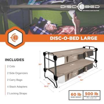 Disc-O-Bed Cam-O-Bunk Bed Large for Camping Comfort