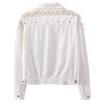 Stylish Kedera Pearl Embroidered Denim Jacket for Women