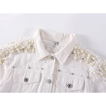 Stylish Kedera Pearl Embroidered Denim Jacket for Women