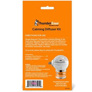 ThunderEase Dog Calming Pheromone Diffuser Kit | Powered by ADAPTIL | Vet Recommended to Relieve Separation Anxiety, Stress Barking and Chewing, and the Fear of Fireworks and Thunderstorms (60 Day Sup