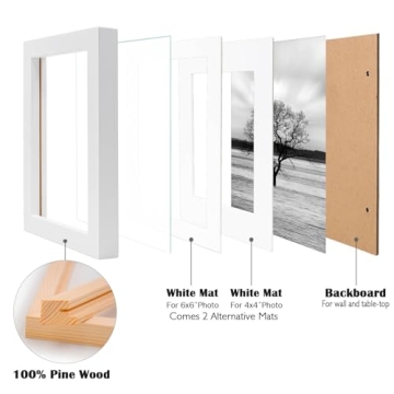 Egofine 8x8 Picture Frames - Elegant Solid Wood Set