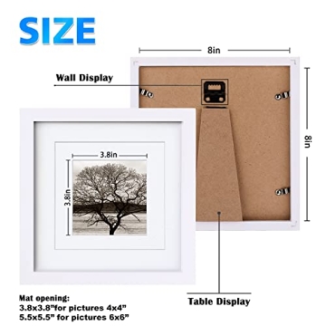 Egofine 8x8 Picture Frames - Elegant Solid Wood Set