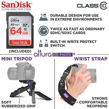 Sigma 56mm f/1.4 DC DN Contemporary Lens for Sony E Mount with Altura Photo Advanced Accessory and Travel Bundle