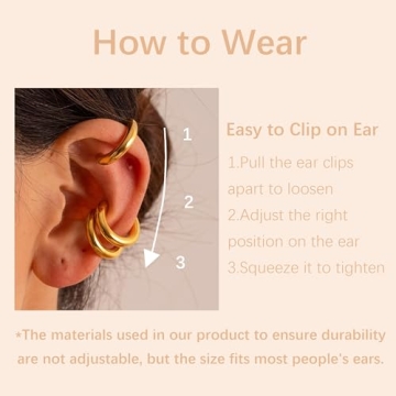 Ear Cuffs Non Piercing Aretes De Mujer Gold Chunky Earrings for Women Clip On Earrings Non Tarnish Gold Earrings Gifts Trendy Stuffers