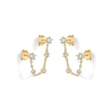 PAVOI Gold CZ Earrings for Double Piercings | Stylish & Eco-Friendly