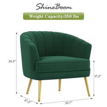 SHINEBOOM Velvet Accent Chairs for Living Room Bedroom Office Leisure Upholstered Single Sofa Chair ...