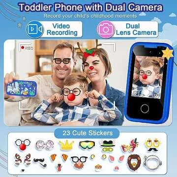 Kids Smart Phone for Boys, Christmas Birthday Gifts for Boy Girl Age 3-10 Kids Toys Cell Phone, 2.8" Touchscreen Toddler Learning Play Toy Phone with Dual Camera, Game, Music Player, 8GB Card Blue