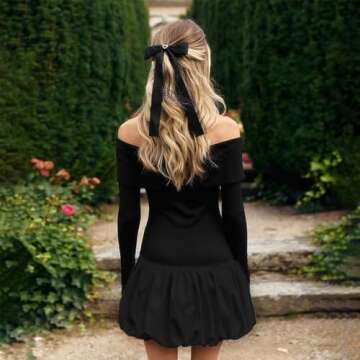 ABYOVRT Women Off Shoulder Bubble Mini Dress - Elegant Style