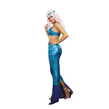 Dreamgirl Women's Metallic Mermaid Costume Bra, Blue, Medium/Large