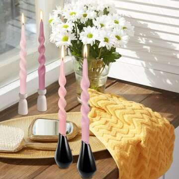 Set of 4 Pink Tapered Candles for Elegant Home Decor