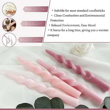 Set of 4 Pink Tapered Candles for Elegant Home Decor