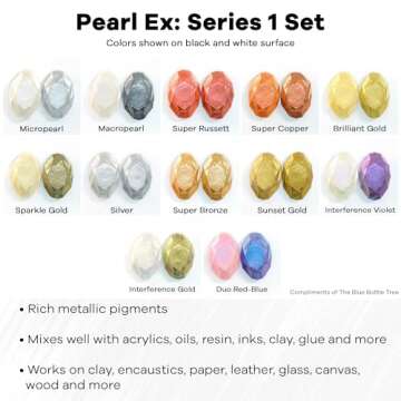 Jacquard Pearl Ex Pigment Powder Series 1 12 Color Set 3 Gram Jars - Loose Mica Powder for Epoxy Res...