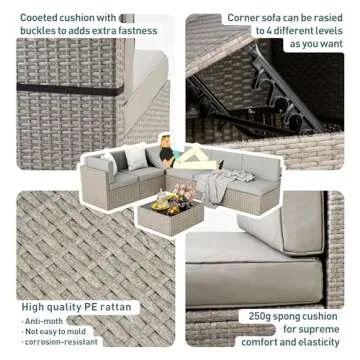 Pamapic Modular Outdoor Sectional Sofa Set - 7 Pieces