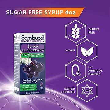Sambucol Sugar-Free Black Elderberry Syrup - Sambucus Elderberry Syrup for Adults Immune Support, Elderberry Liquid, Elderberry Extract - 4 Fl Oz