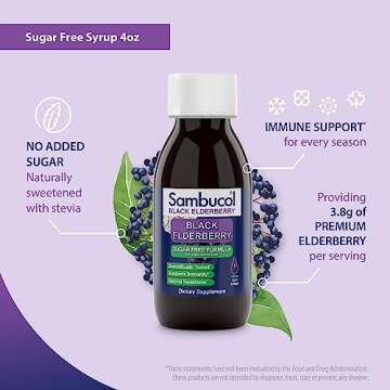 Sambucol Sugar-Free Black Elderberry Syrup - Sambucus Elderberry Syrup for Adults Immune Support, Elderberry Liquid, Elderberry Extract - 4 Fl Oz