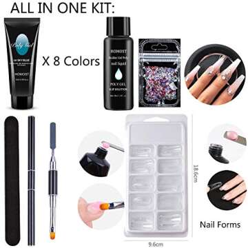 Poly Nail Extension Gel Kit, Temperature Change Poly Nail Gel Starter Kit, 8 Colors Builder Gel Extension Nail Gel Kit