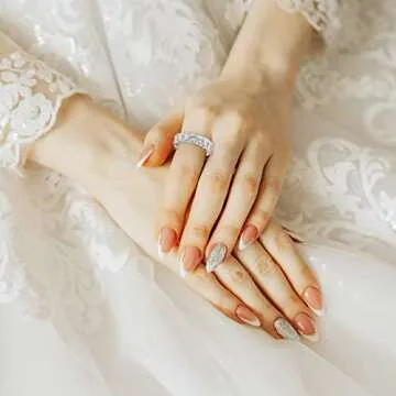 AINUOSHI 6.7mm Sterling Silver Radiant Cut Eternity Band Cz Engagement Ring Zirconia Wedding Band Si...