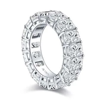 AINUOSHI Radiant Cut Eternity Band CZ Engagement Ring