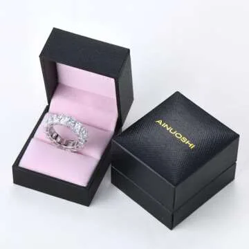 AINUOSHI Radiant Cut Eternity Band CZ Engagement Ring