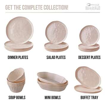 Silver Spoons Cream Plastic Dinner Plates, Heavy Duty Disposable Dinner Set 10”, Fine China Look Dishes, Great for Thanksgiving, Christmas, Weddings, Hammered Design - Lava Collection (10 PC)