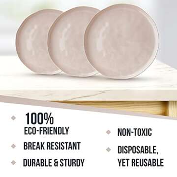 Silver Spoons Cream Plastic Dinner Plates, Heavy Duty Disposable Dinner Set 10”, Fine China Look Dishes, Great for Thanksgiving, Christmas, Weddings, Hammered Design - Lava Collection (10 PC)