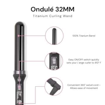L'ANGE HAIR Ondulé Ceramic Curling Wand | Professional Hot Tools Curling Iron 1.25 Inch | Salon Hai...