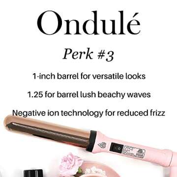 L'ANGE HAIR Ondulé Ceramic Curling Wand | Professional Hot Tools Curling Iron 1.25 Inch | Salon Hair Styling Wands for Beach Waves | Best Hair Curler Wand for Frizz-Free, Lasting Curls