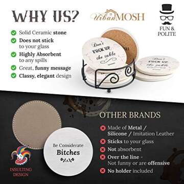 Funny Drink Coasters - House Warming Gifts New Home Couple, Decorations for Living Room Coffee Table...