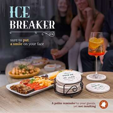 Funny Drink Coasters - House Warming Gifts New Home Couple, Decorations for Living Room Coffee Table Decor