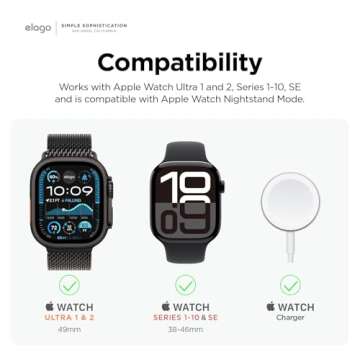 elago W2 Charger Stand Compatible with Apple Watch Series Ultra2/Ultra/10/9/8/7/6/5/4/3/2/1/SE (49mm, 46mm, 45mm, 44mm, 42mm, 41mm, 40mm, 38mm)