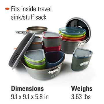 GSI Outdoors, Pinnacle Camper Cooking Set for Camping and Backpacking, 2 to 4 Person