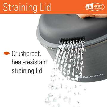 GSI Outdoors, Pinnacle Camper Cooking Set for Camping and Backpacking, 2 to 4 Person